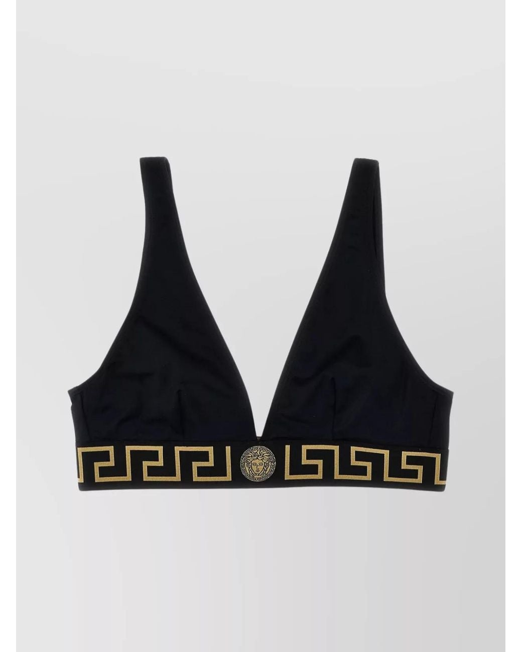 Versace Black Greca Border Triangle Bikini Top