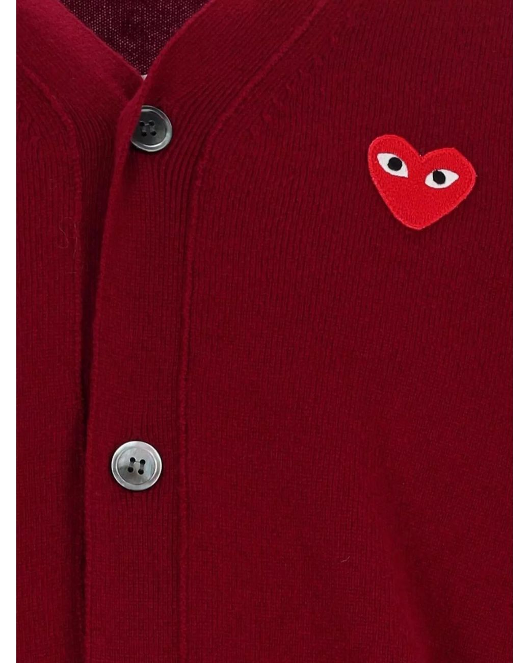 COMME DES GARÇONS PLAY Red Wool Crewneck Cardigan