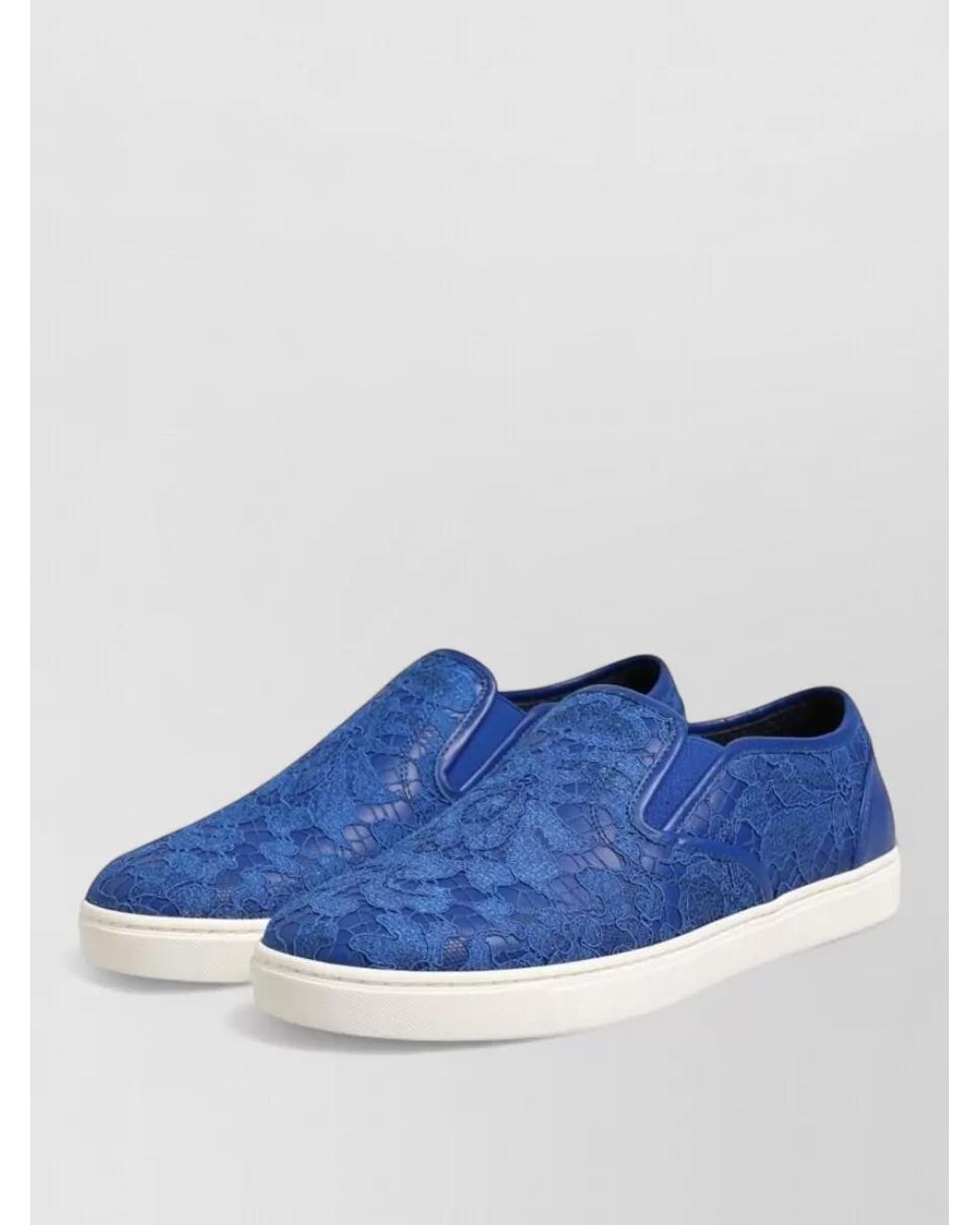 Dolce & Gabbana Blue Leather Slip-On Sneakers for men