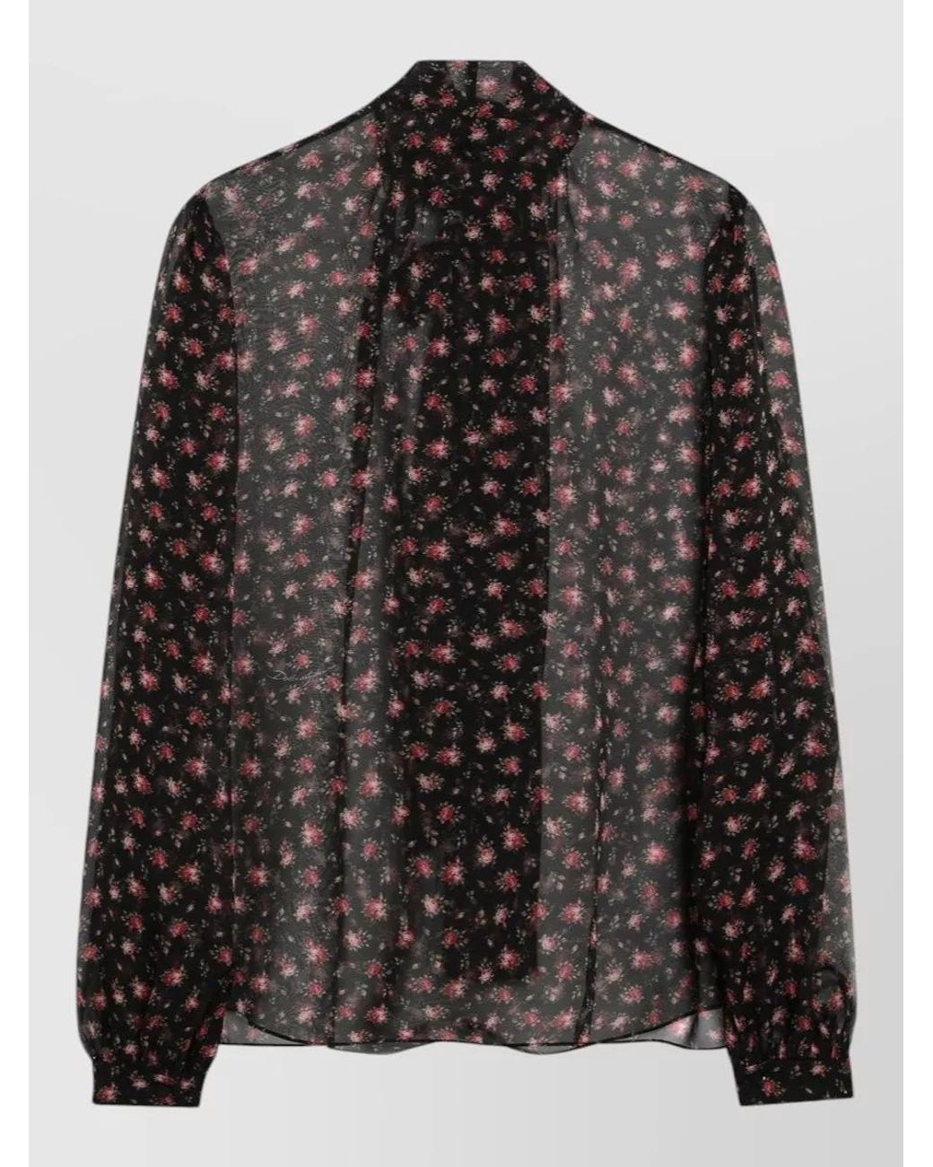 Dolce & Gabbana Black Silk Floral-Print Lavallière Blouse