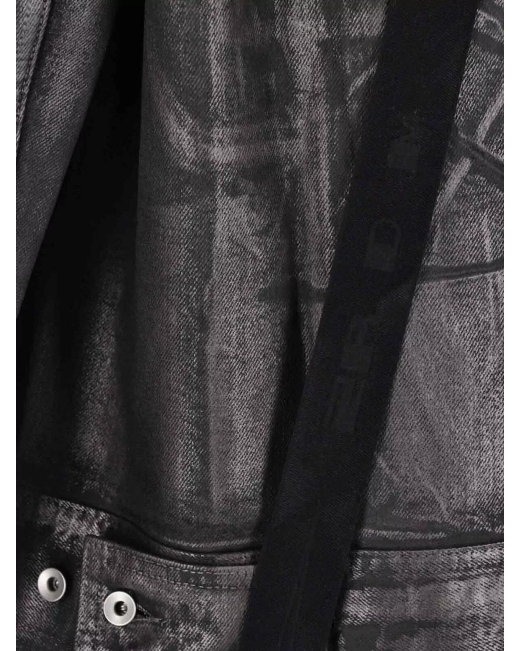 Rick Owens Black Printed Design Jacket With Long Sleeves And Pockets for men