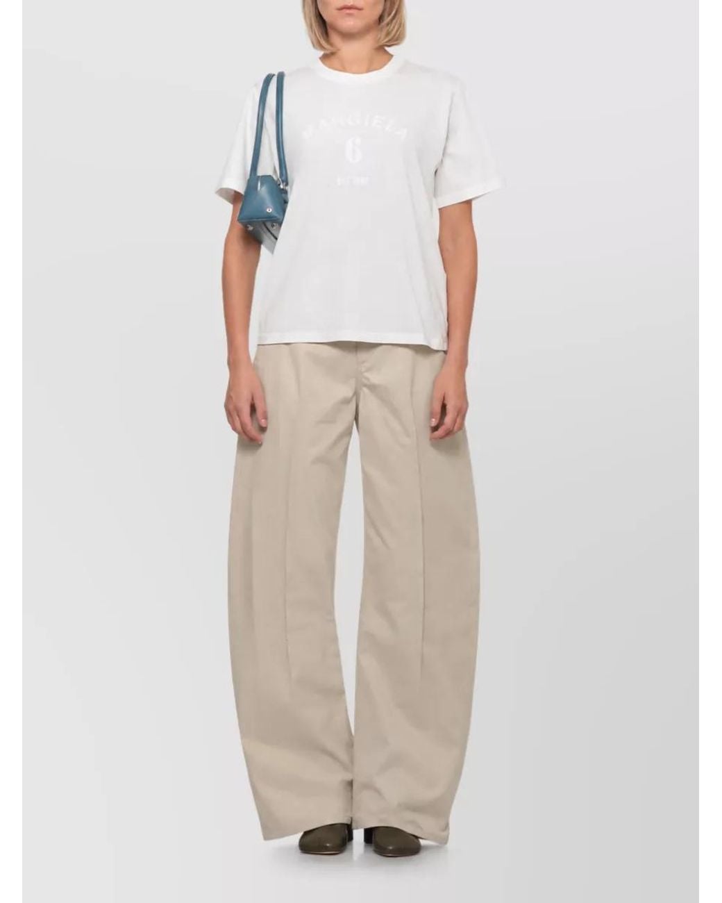 MM6 by Maison Margiela Natural Cotton Wide-Leg Trousers
