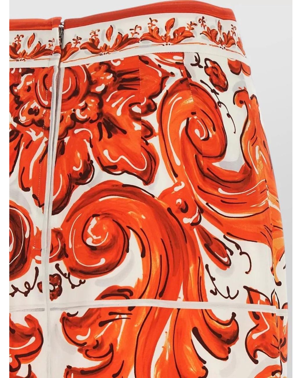 Dolce & Gabbana Red Silk Midi Skirt