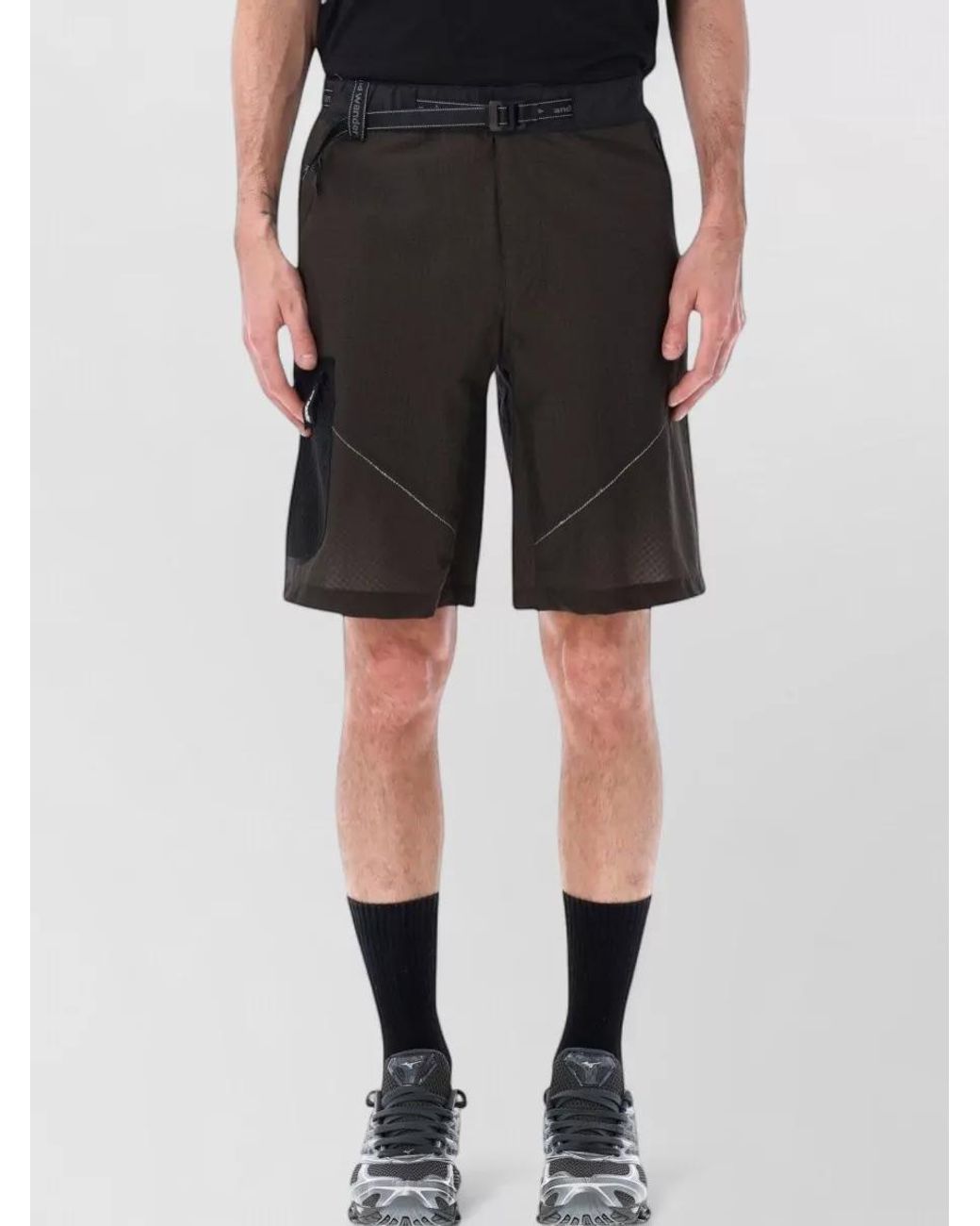 And Wander Black Nylon Cargo Shorts for men