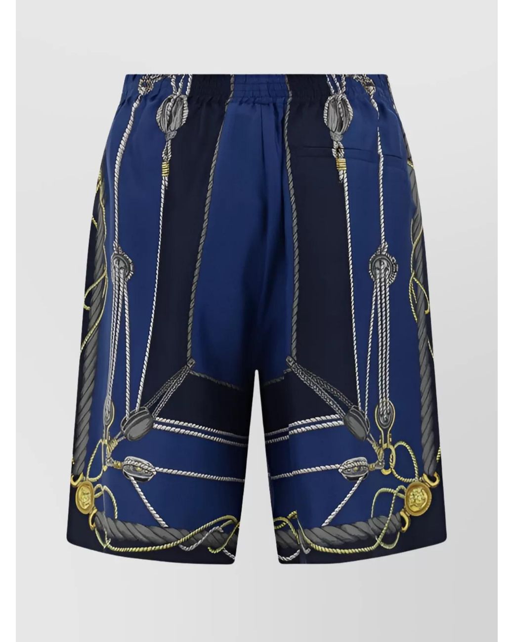 Versace Blue Silk Printed Bermuda Shorts for men
