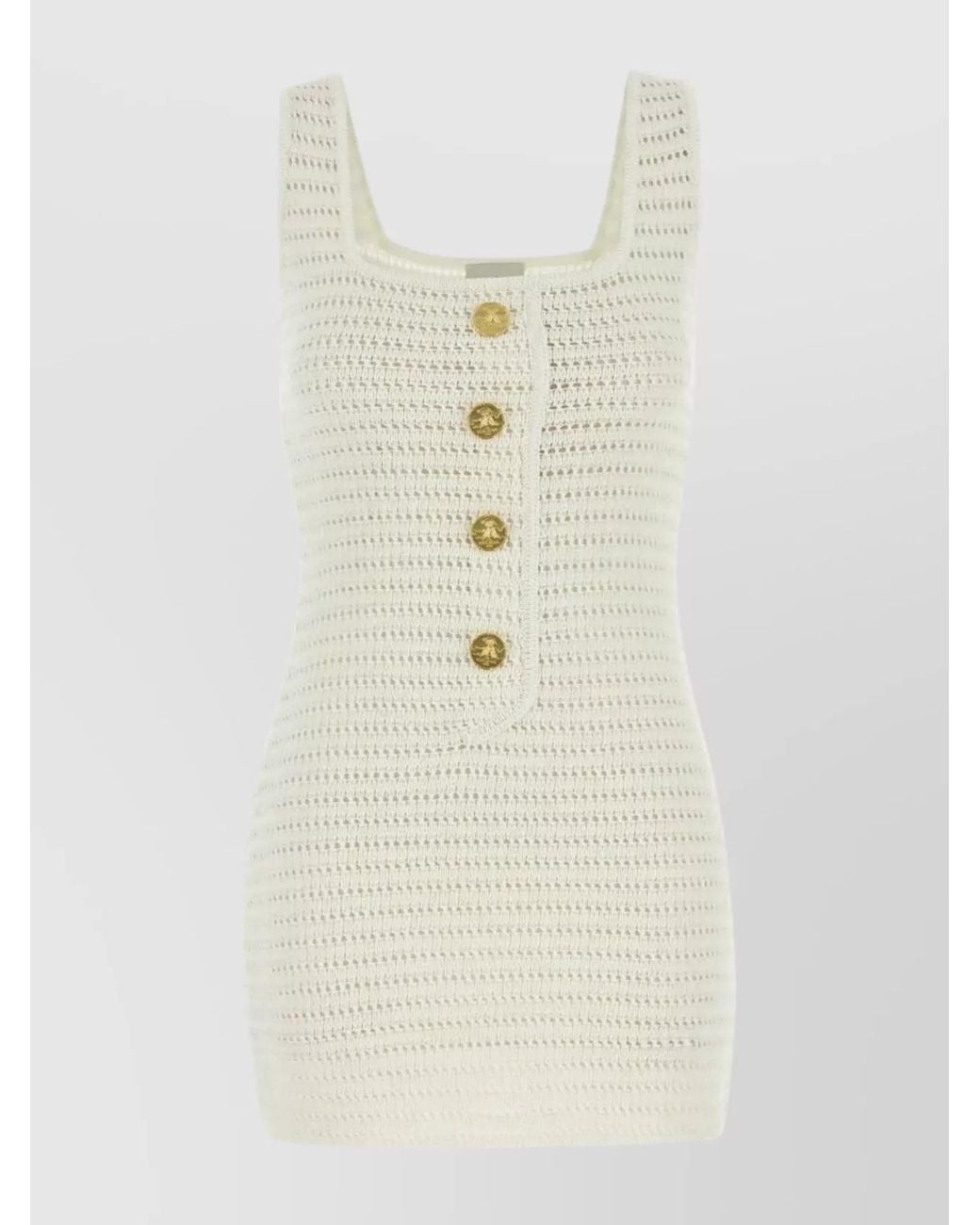 LeKasha White Linen Crochet Mini Dress