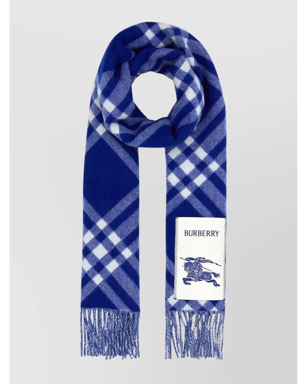 Burberry Blue Check Motif Cashmere Scarf