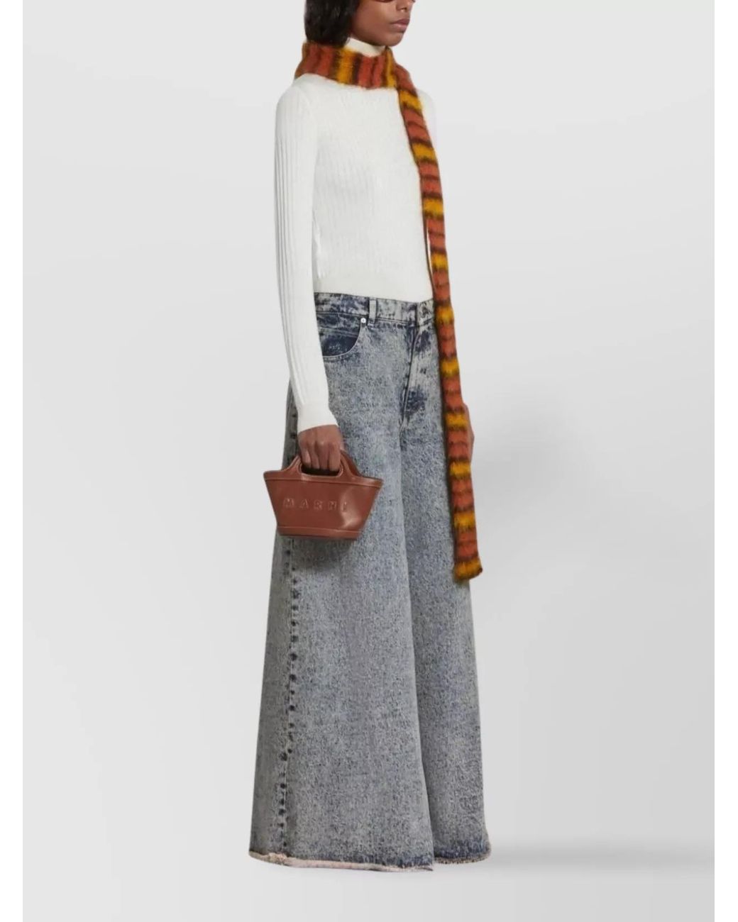 Marni White Silk Wool Turtleneck Sweater