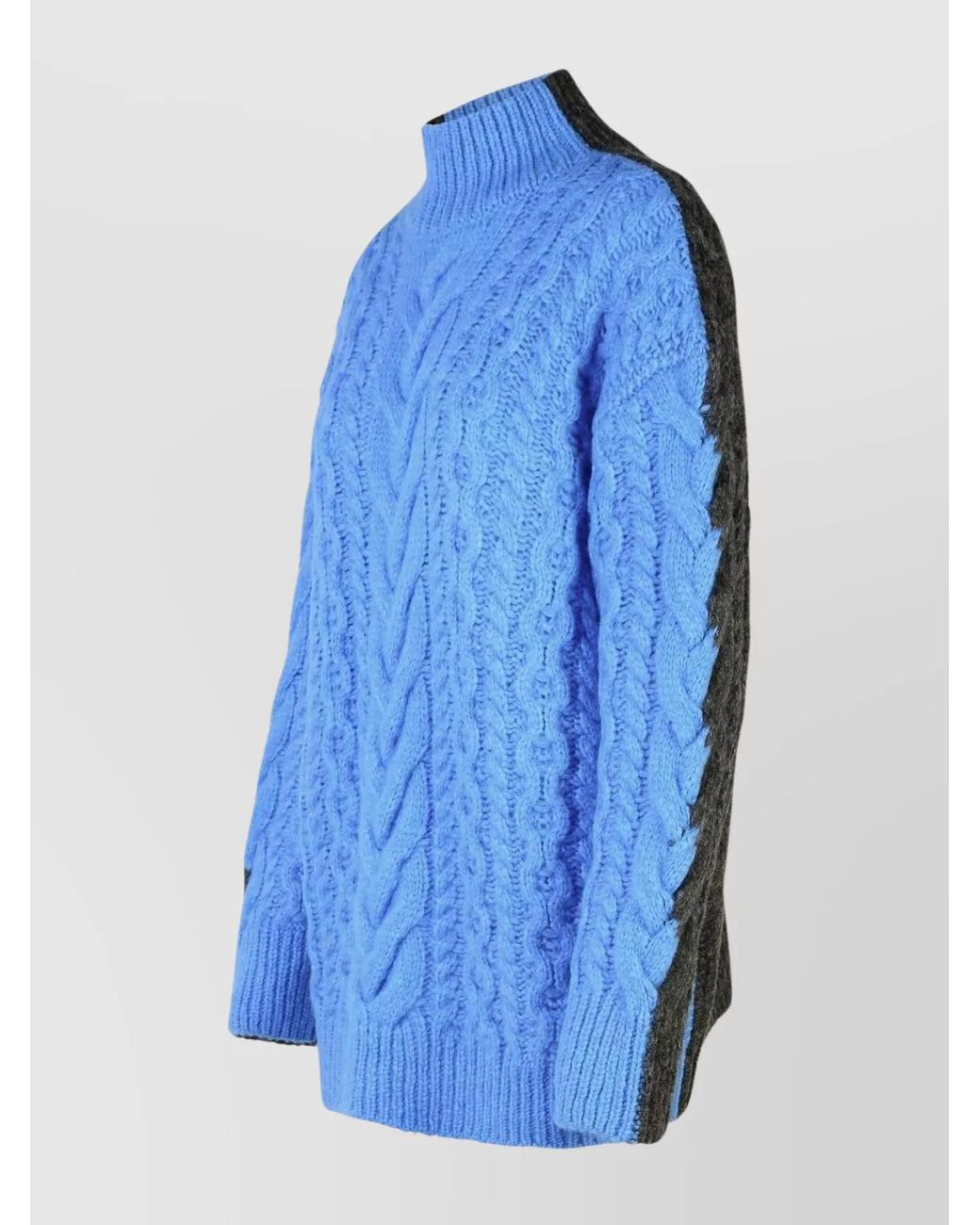 Stella McCartney Blue Two-Tone Alpaca Blend Turtleneck Sweater