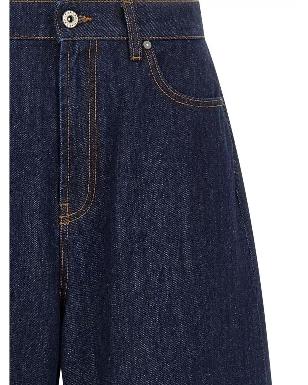 P.A.R.O.S.H. Blue Denim Wide-Leg Turn-Up Jeans