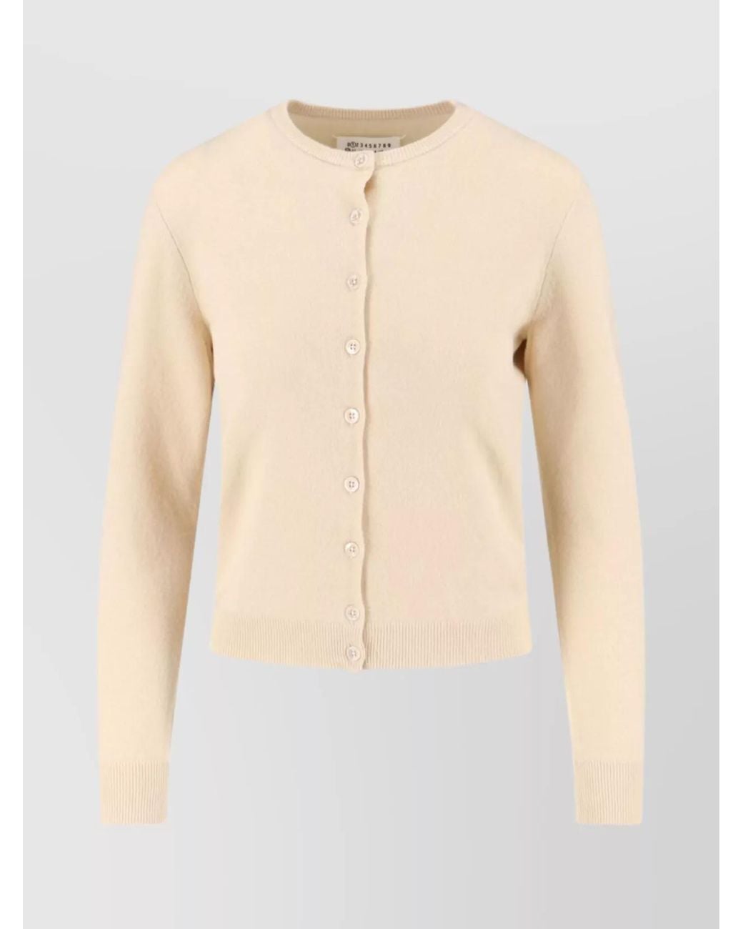 Maison Margiela Natural Wool Crewneck Cardigan