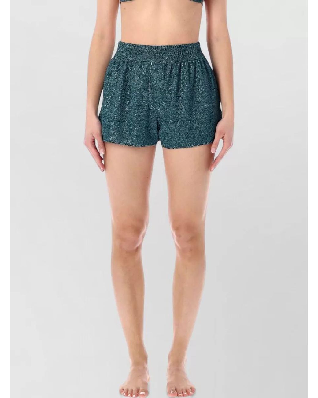 Oseree Blue Metallic Short Shorts