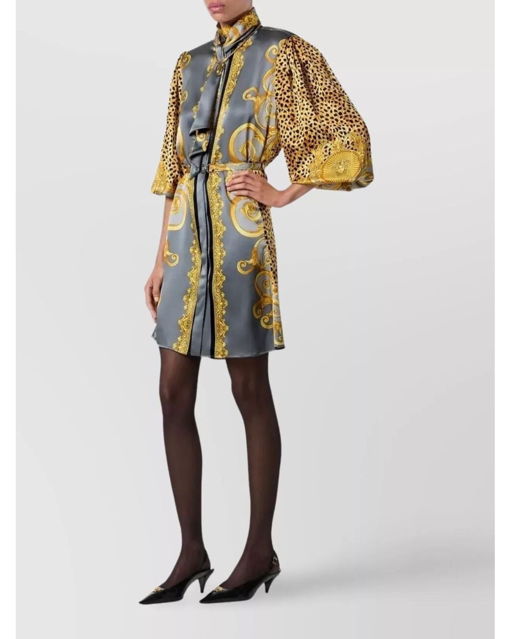 Versace Blue Silk Printed Mini Dress