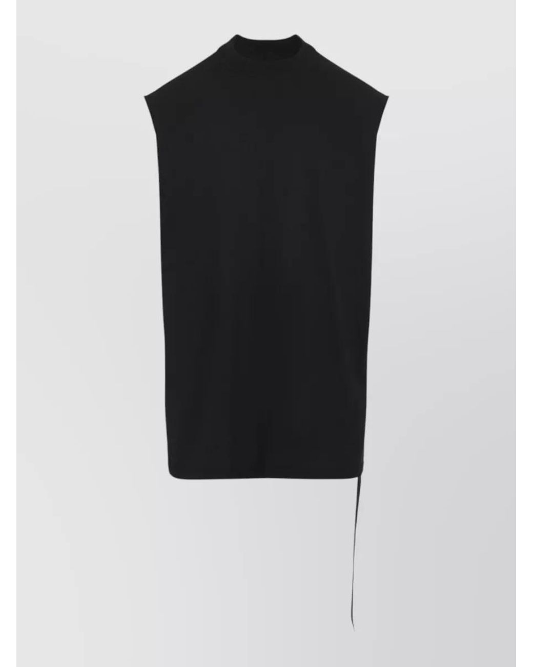 Rick Owens Black Cotton Sleeveless Long Tank Top for men