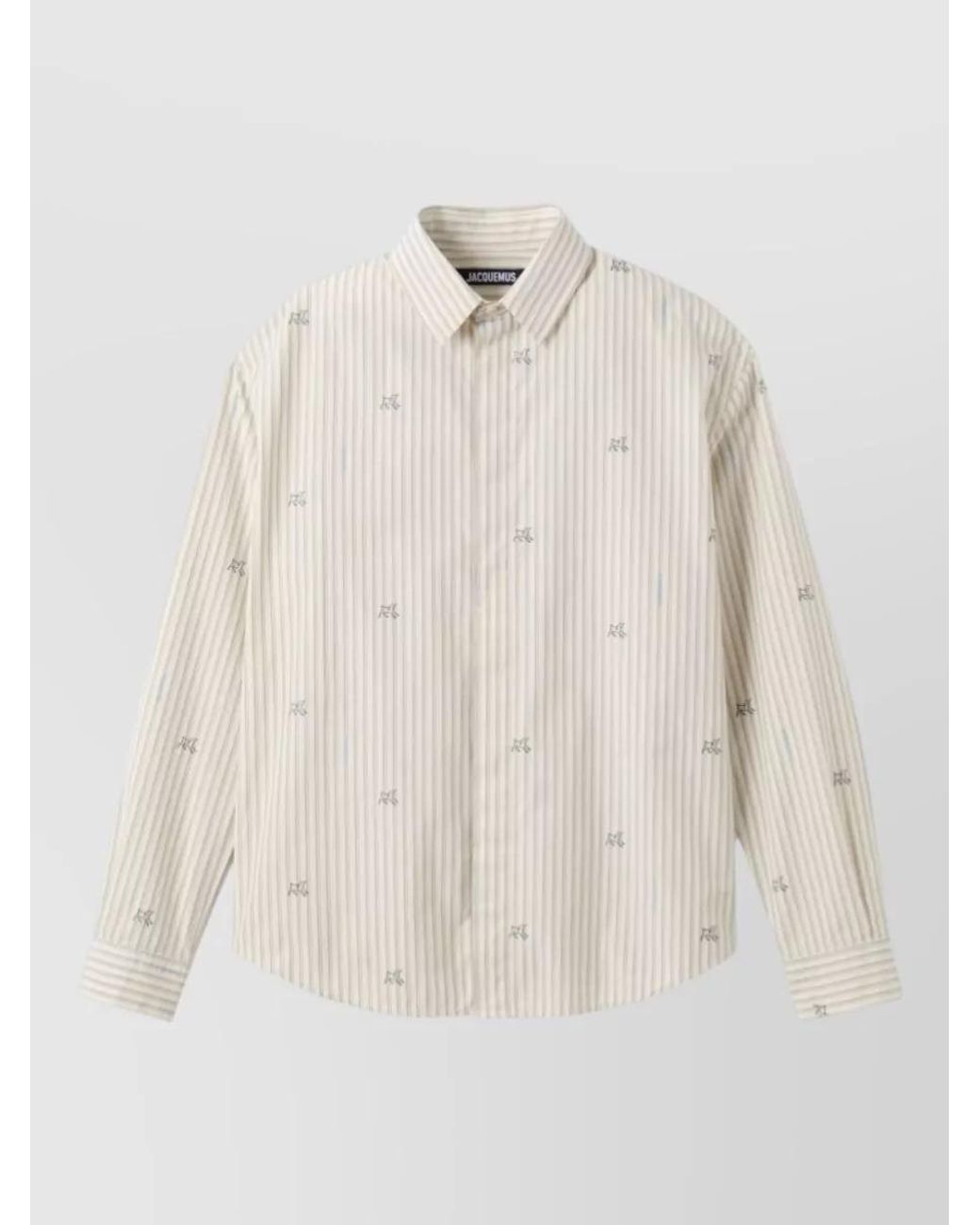 Jacquemus Natural Simon Long Sleeves Striped Collar Shirt for men