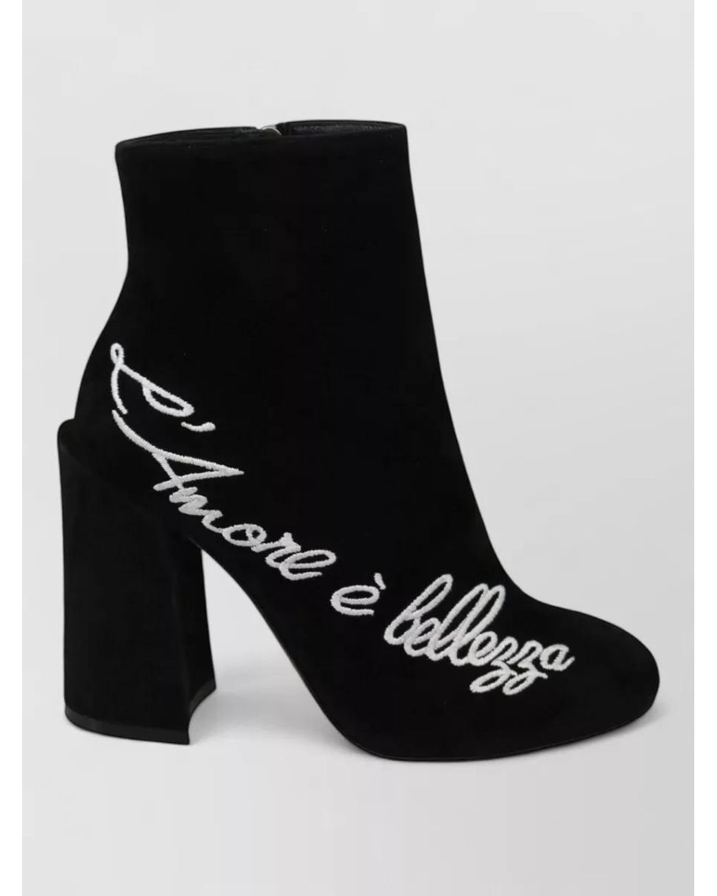 Dolce & Gabbana Black Embroidered Suede Ankle Boots