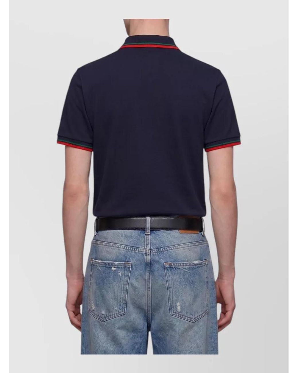 Gucci Blue Cotton Piqué Embroidered Regular-Fit Polo Shirt for men