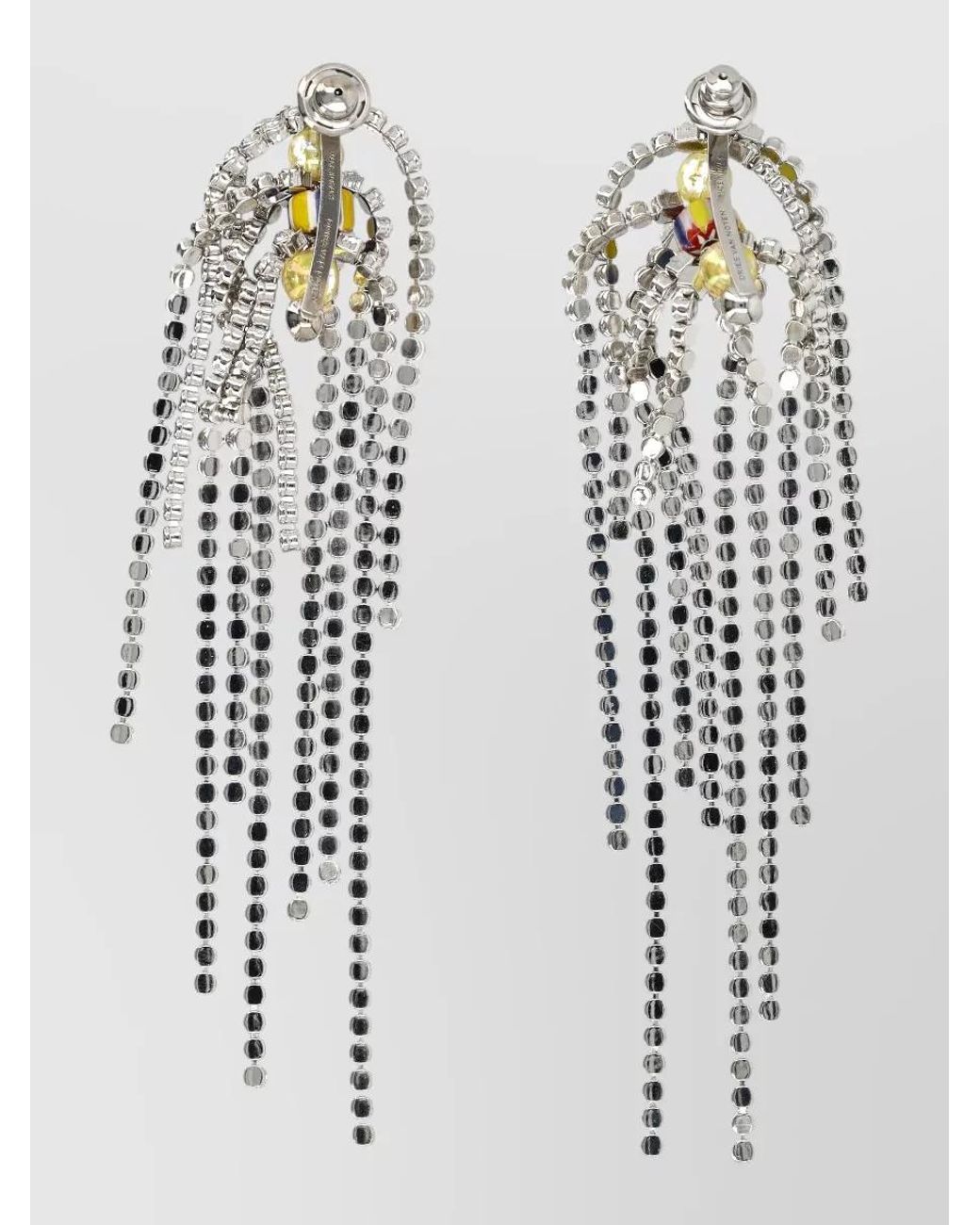 Dries Van Noten White Crystal-Embellished Drop Earrings