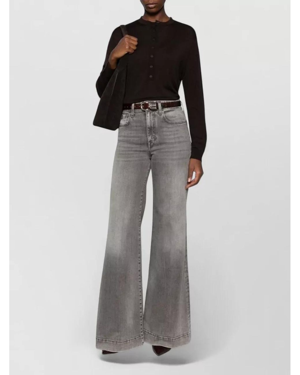 Jacob Cohen Gray Denim High-Rise Wide-Leg Jeans