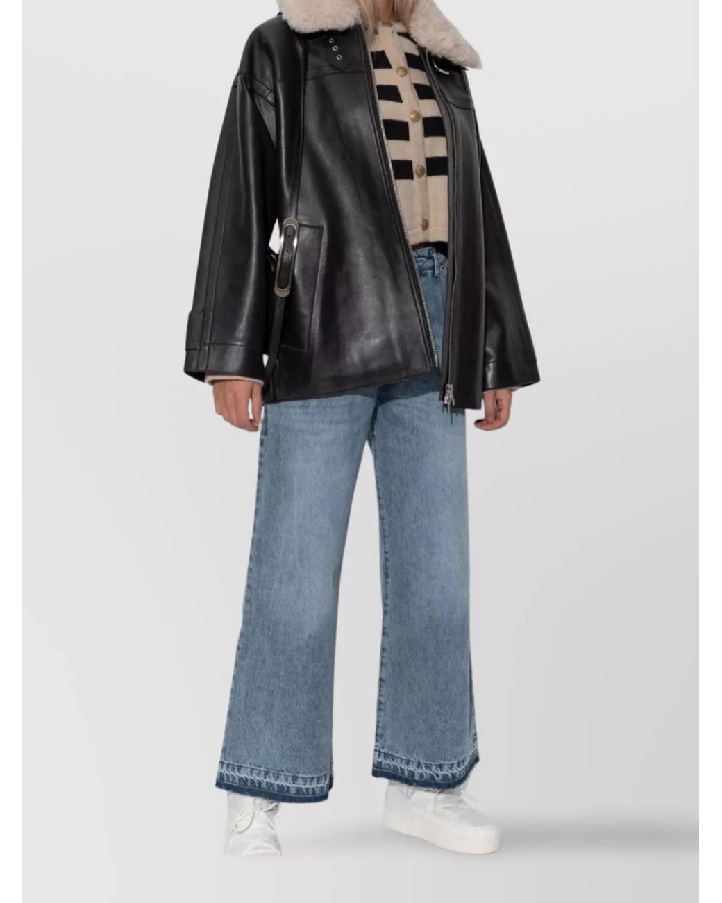 Halfboy Blue Denim Mid-Rise Pleated Wide-Leg Jeans