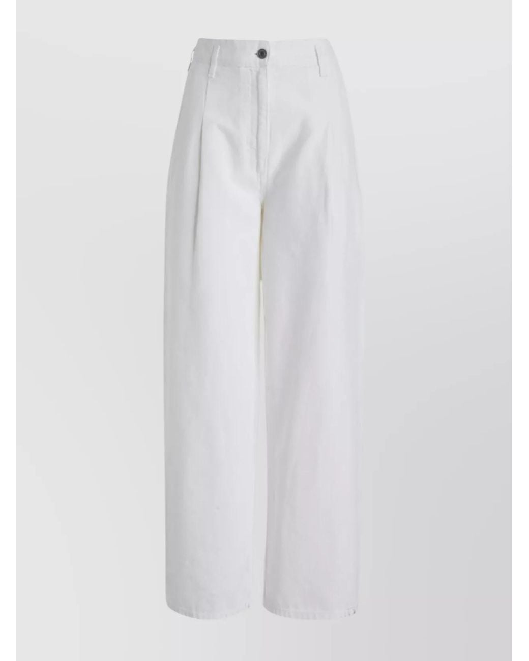Philosophy White Cotton Wide-Leg Trousers