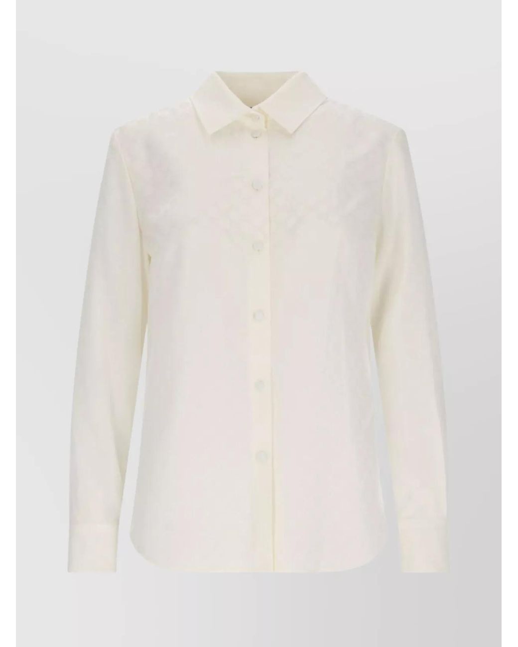 Gucci White Structured Collar Long Sleeve Top