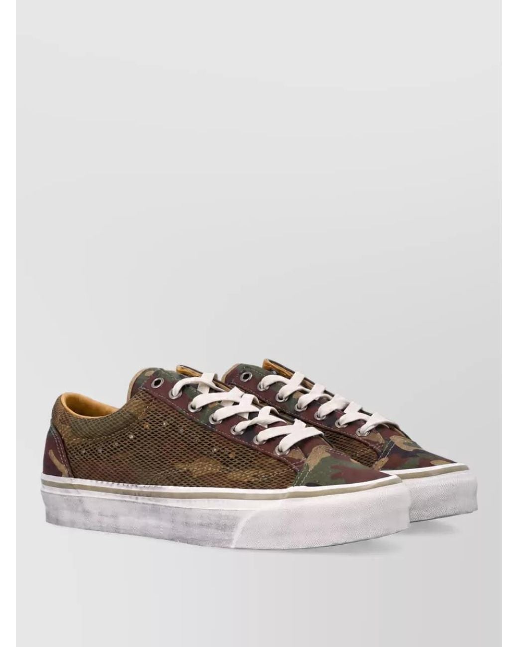 Vans Brown Camouflage-Print Canvas Low-Top Lace-Up Sneakers