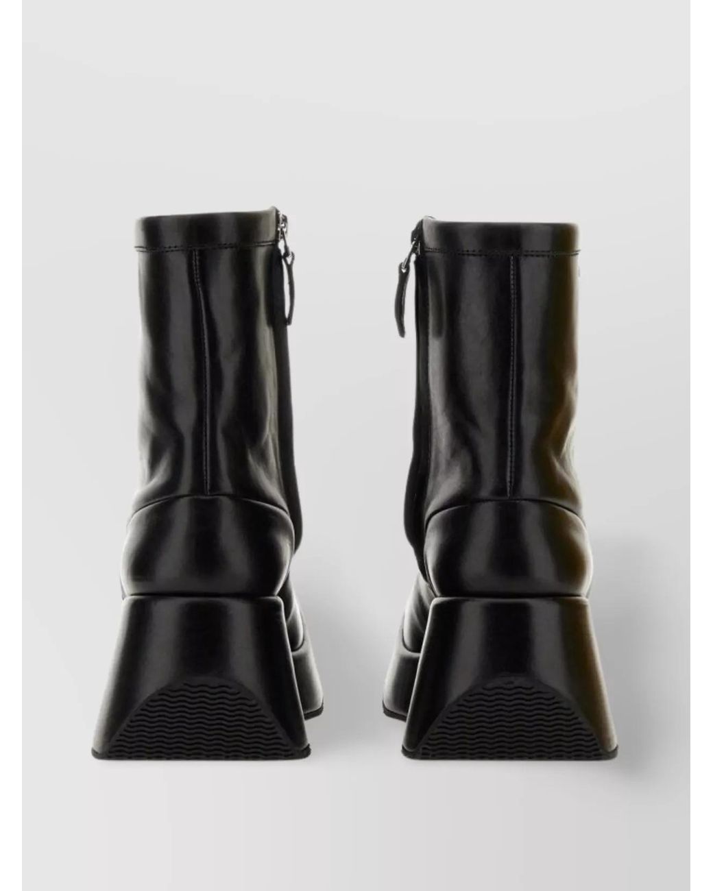 Raf Simons Black Leather Square-Toe Ankle Boots