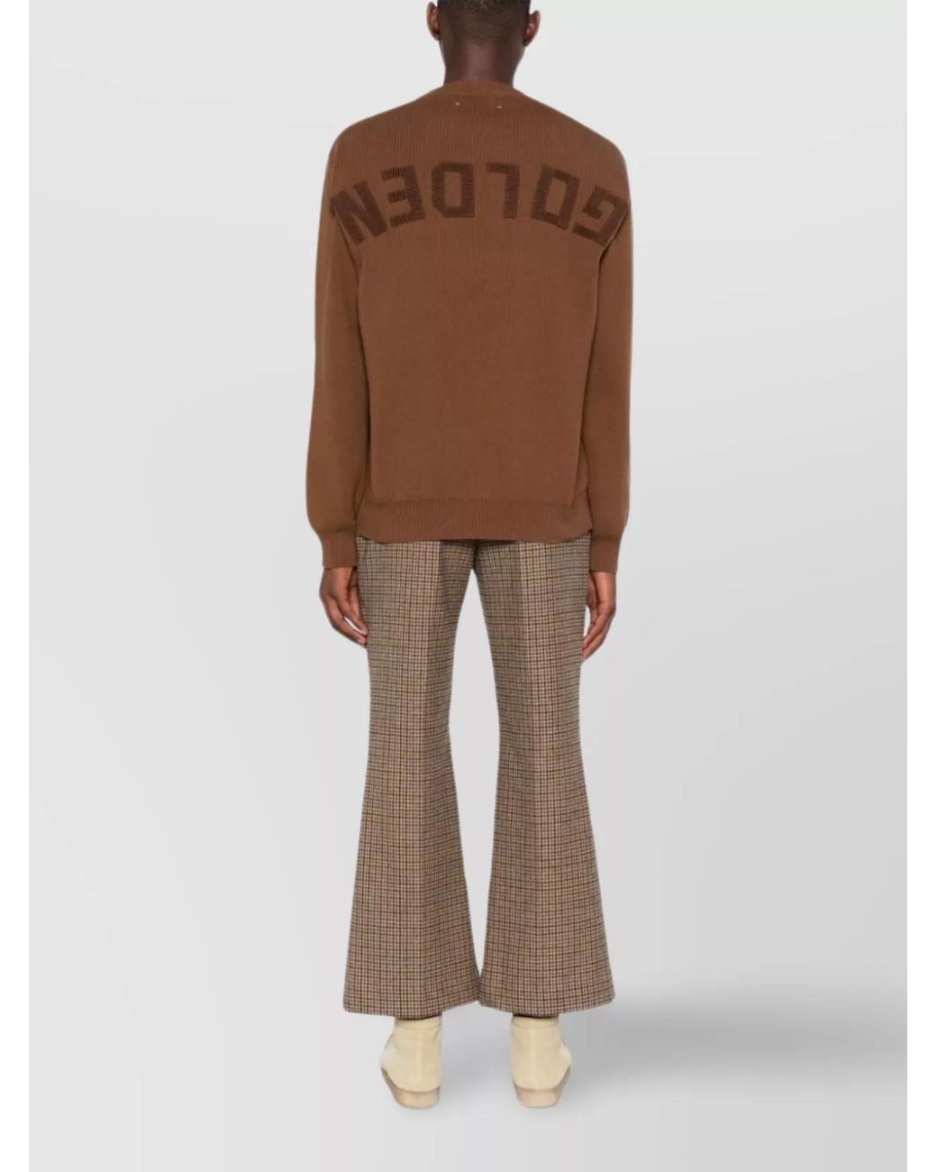 Golden Goose Deluxe Brand Brown Ribbed Knit Crewneck Sweater for men