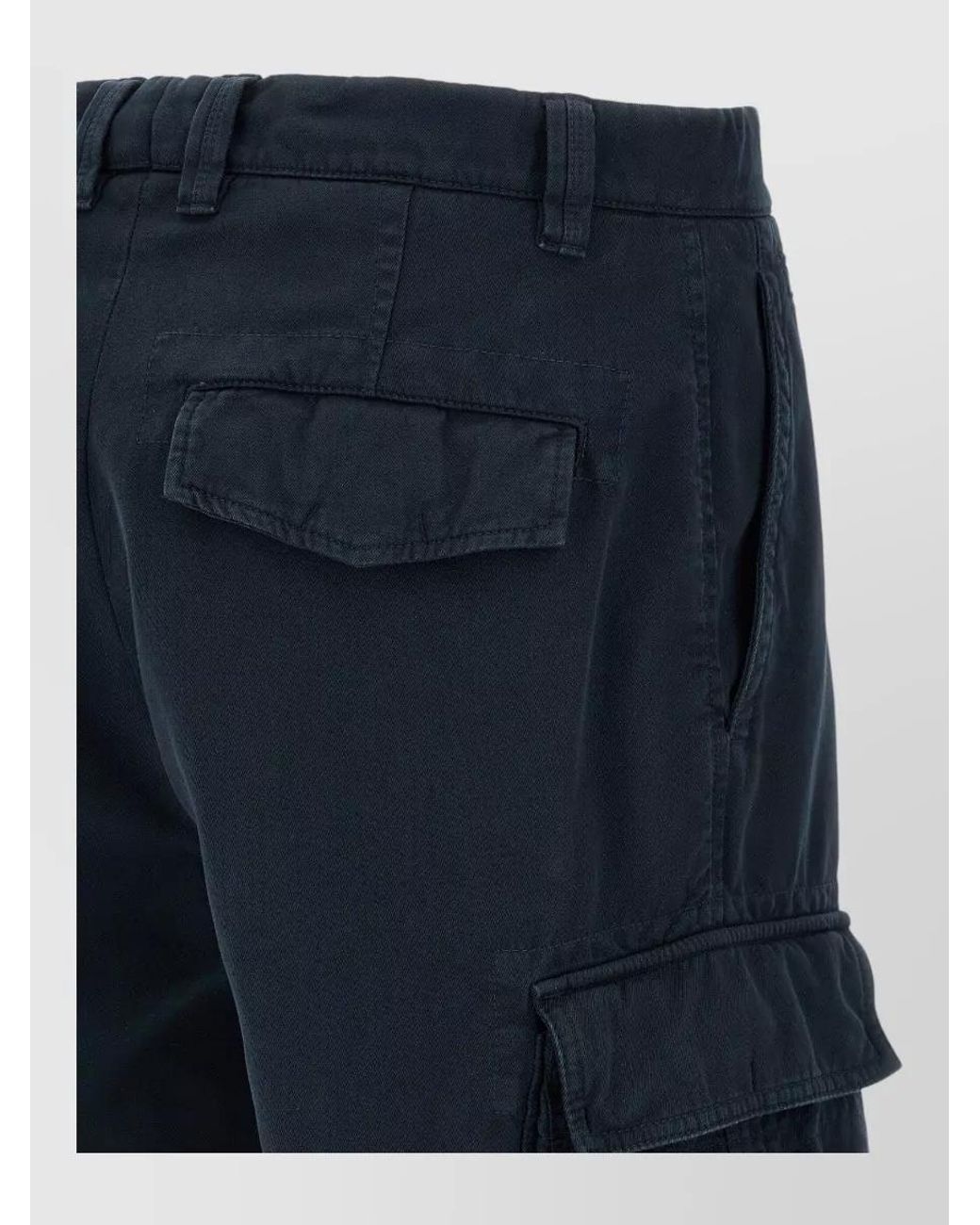 Brunello Cucinelli Blue Cotton Cargo Shorts for men