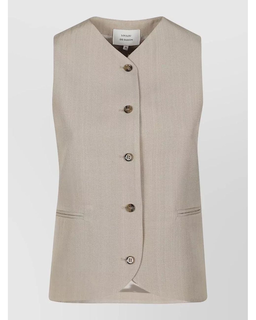 Loulou de Saison Natural High Neck Tailored Vest