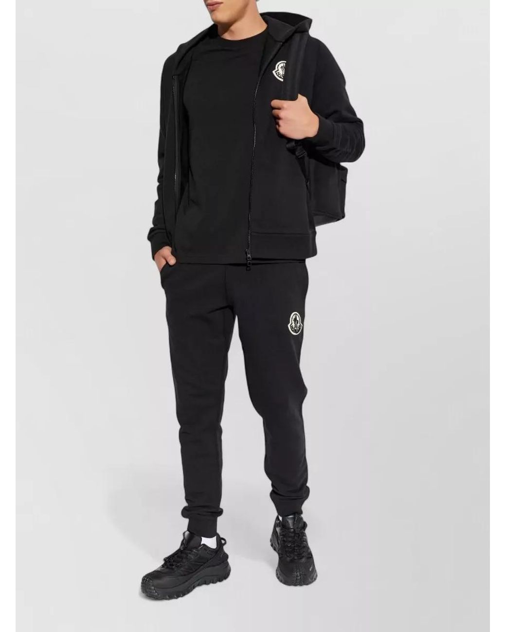 Moncler Blue Cotton Zip-Up Hoodie for men