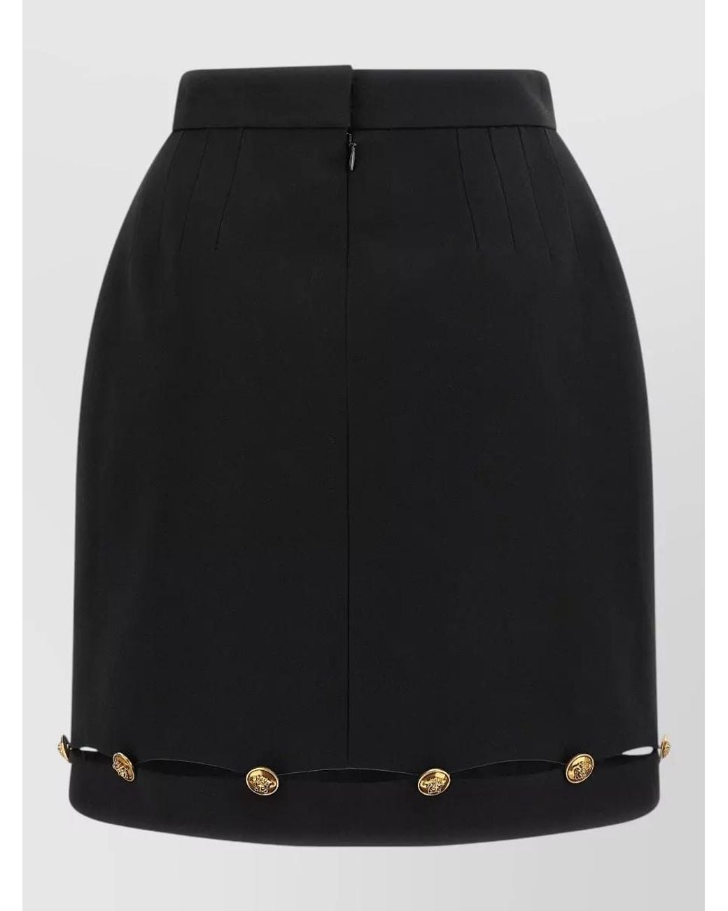Versace Black Virgin Wool High-Rise Cutout Mini Skirt
