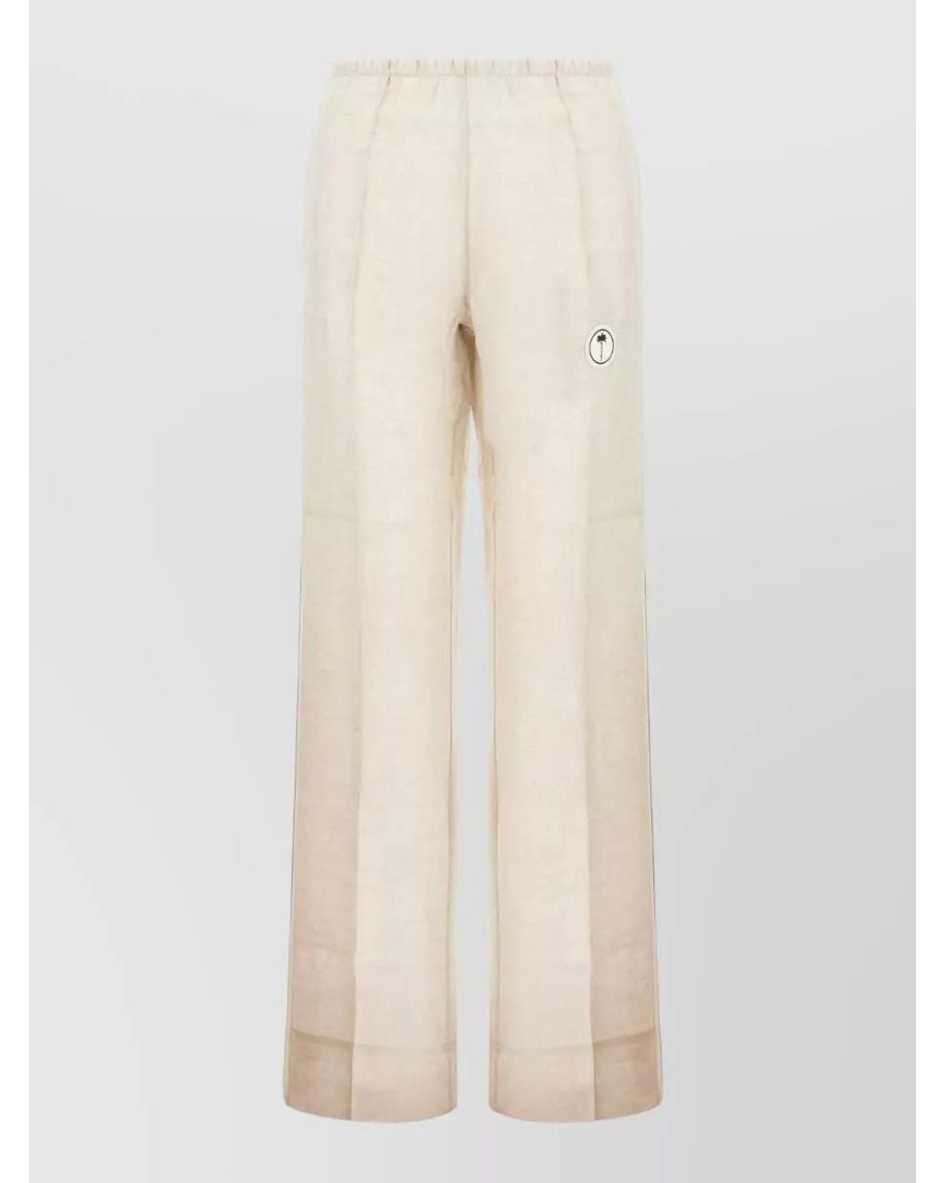 Palm Angels Natural Linen Wide-Leg Trousers