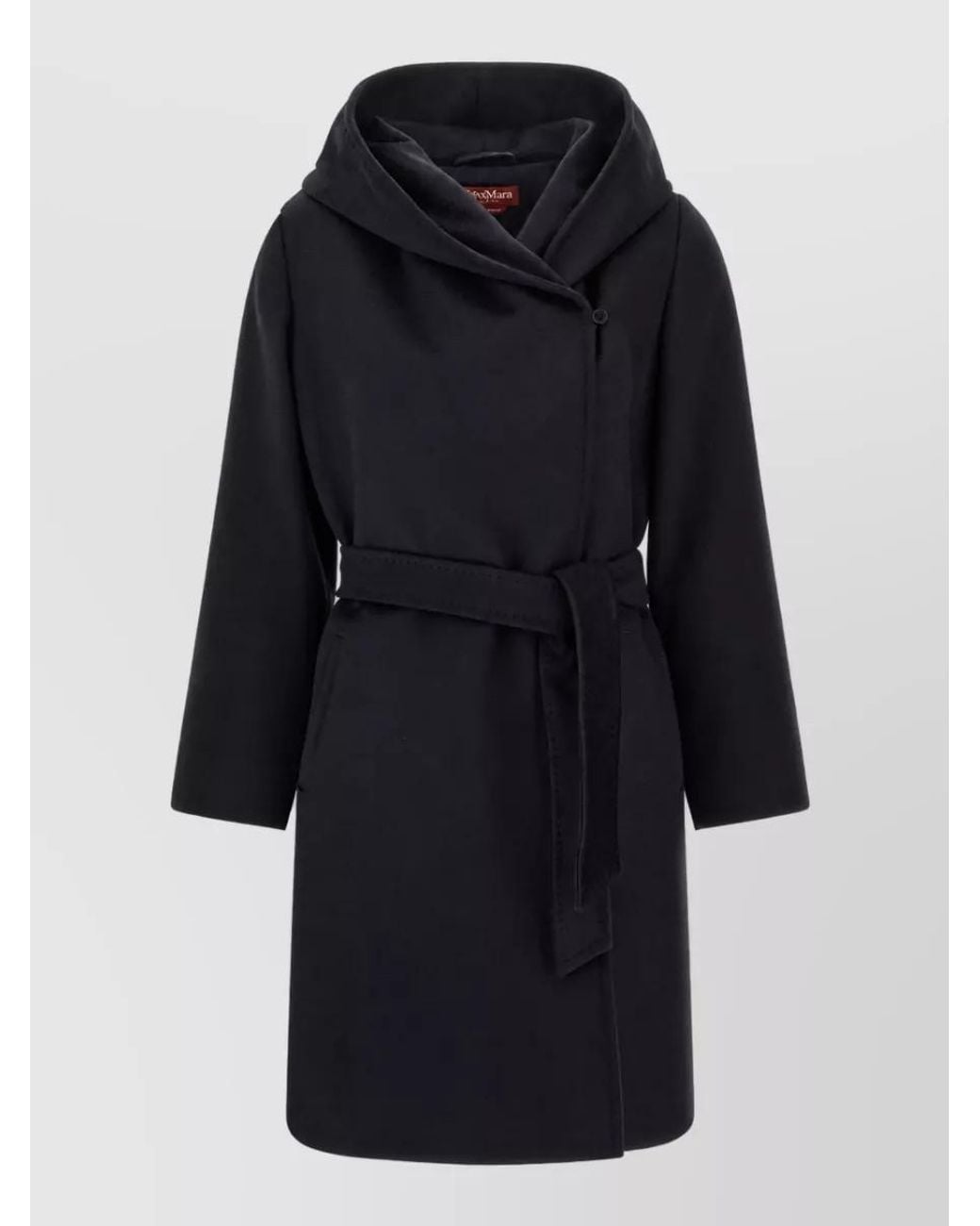 Max Mara Blue Wool Hooded Belted Coat
