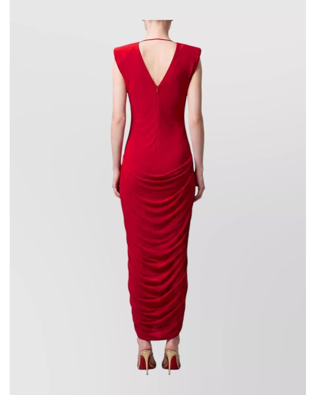 Versace White Viscose Sleeveless Draped Maxi Dress
