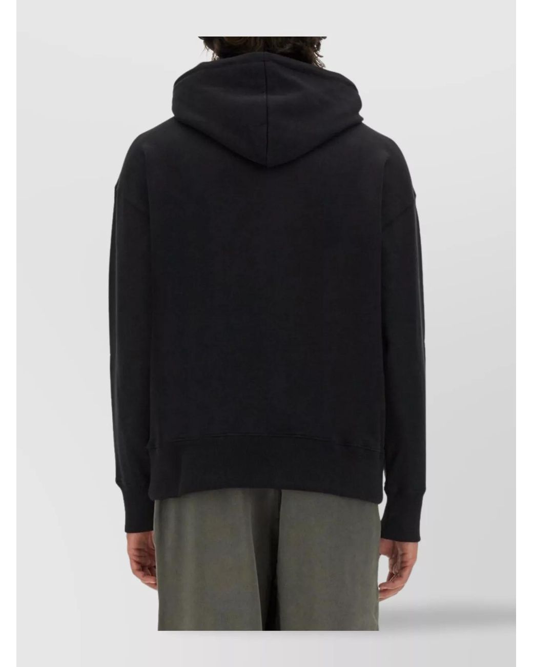 MSGM Black Cotton Logo-Print Hoodie for men