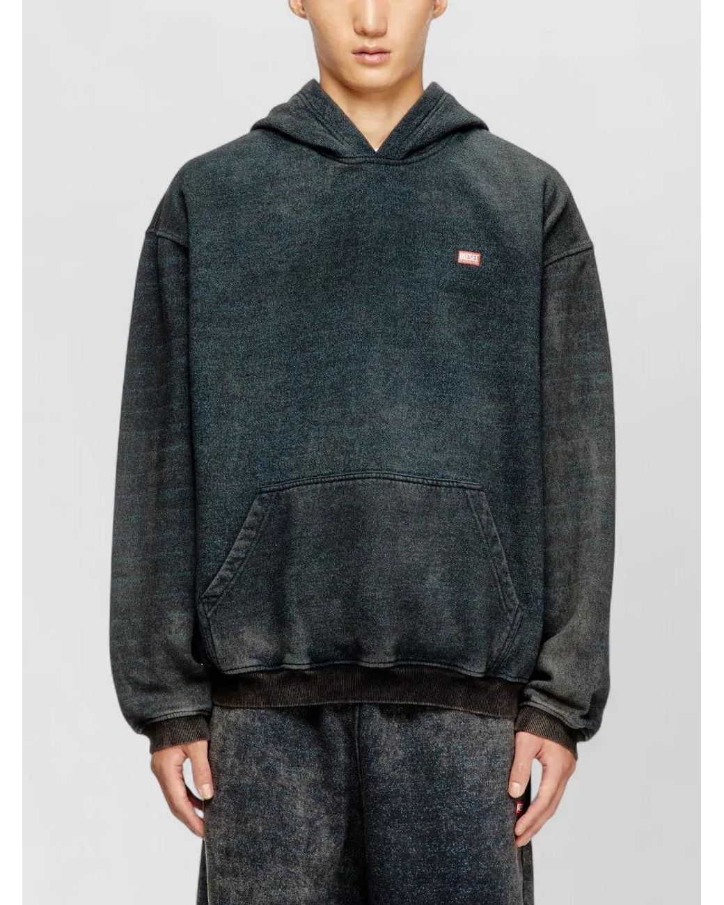 DIESEL Green Logo Print Hoodie for men