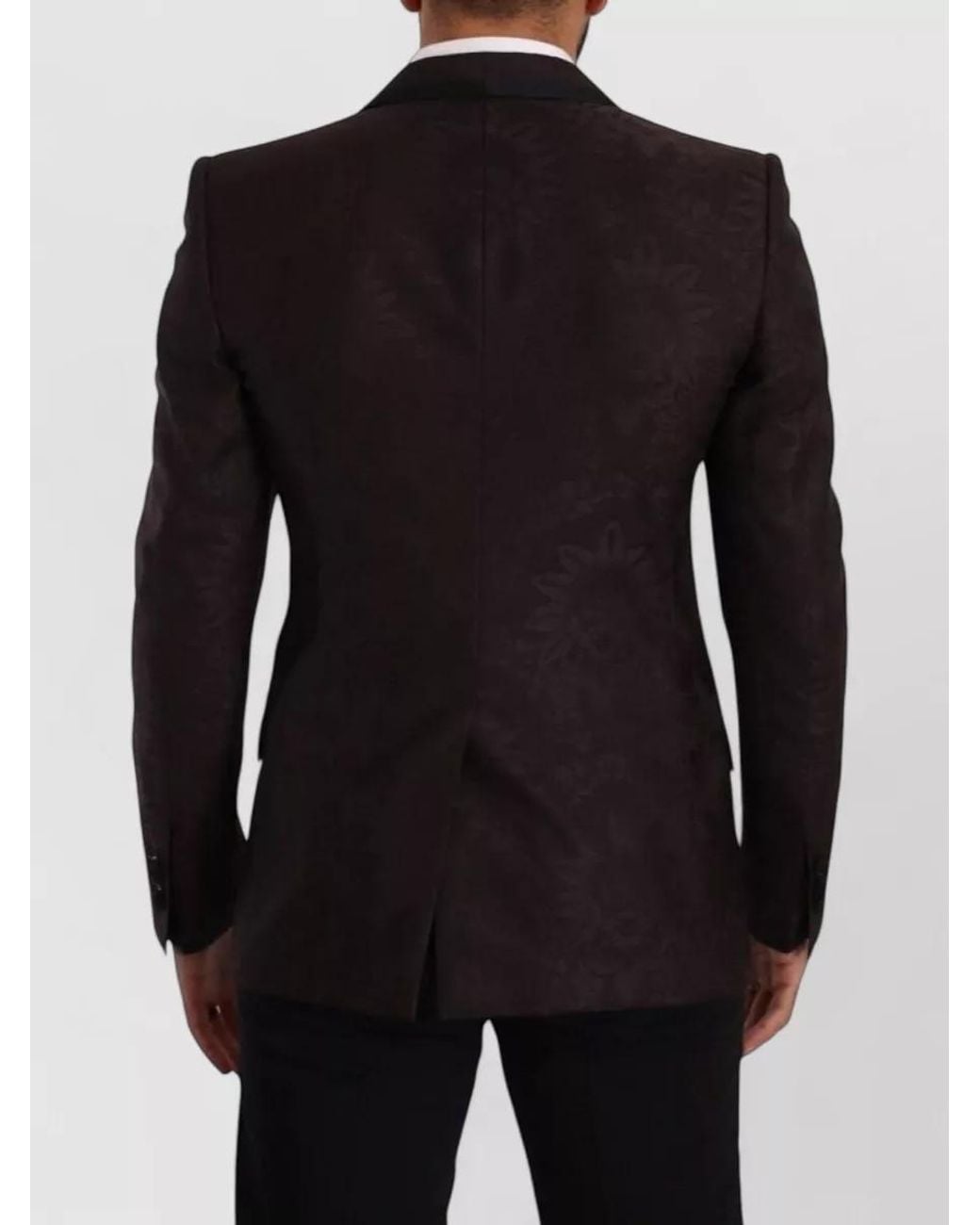 Dolce & Gabbana Black Silk Virgin Wool Jacquard Single Breasted Blazer for men