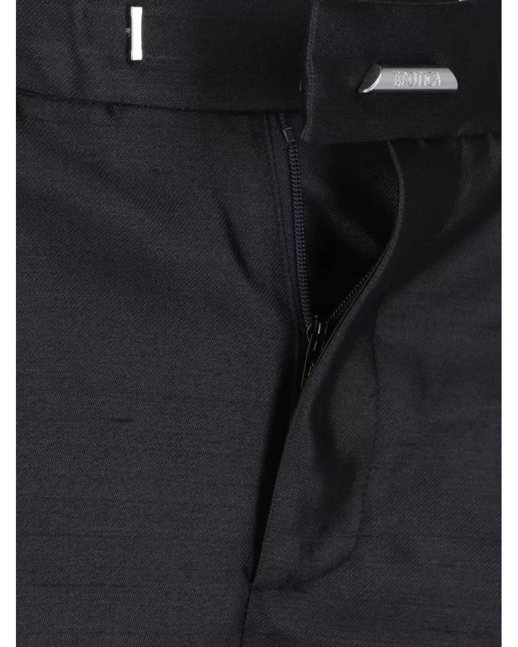 Dondup Black Silk Straight-Leg Suit Trousers