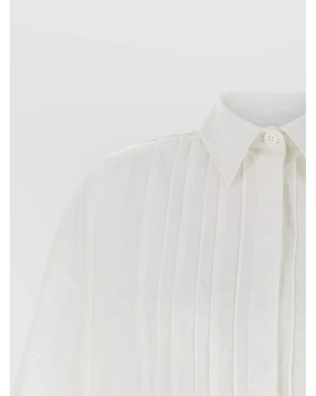 P.A.R.O.S.H. White Pleated Asymmetric Cotton Shirt