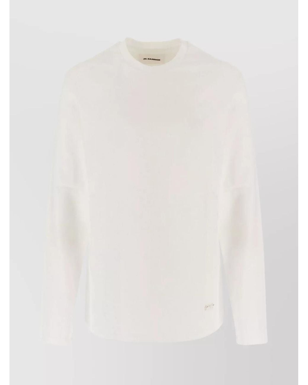 Jil Sander White Cotton Ribbed Crew-Neck Long-Sleeve T-Shirt for men
