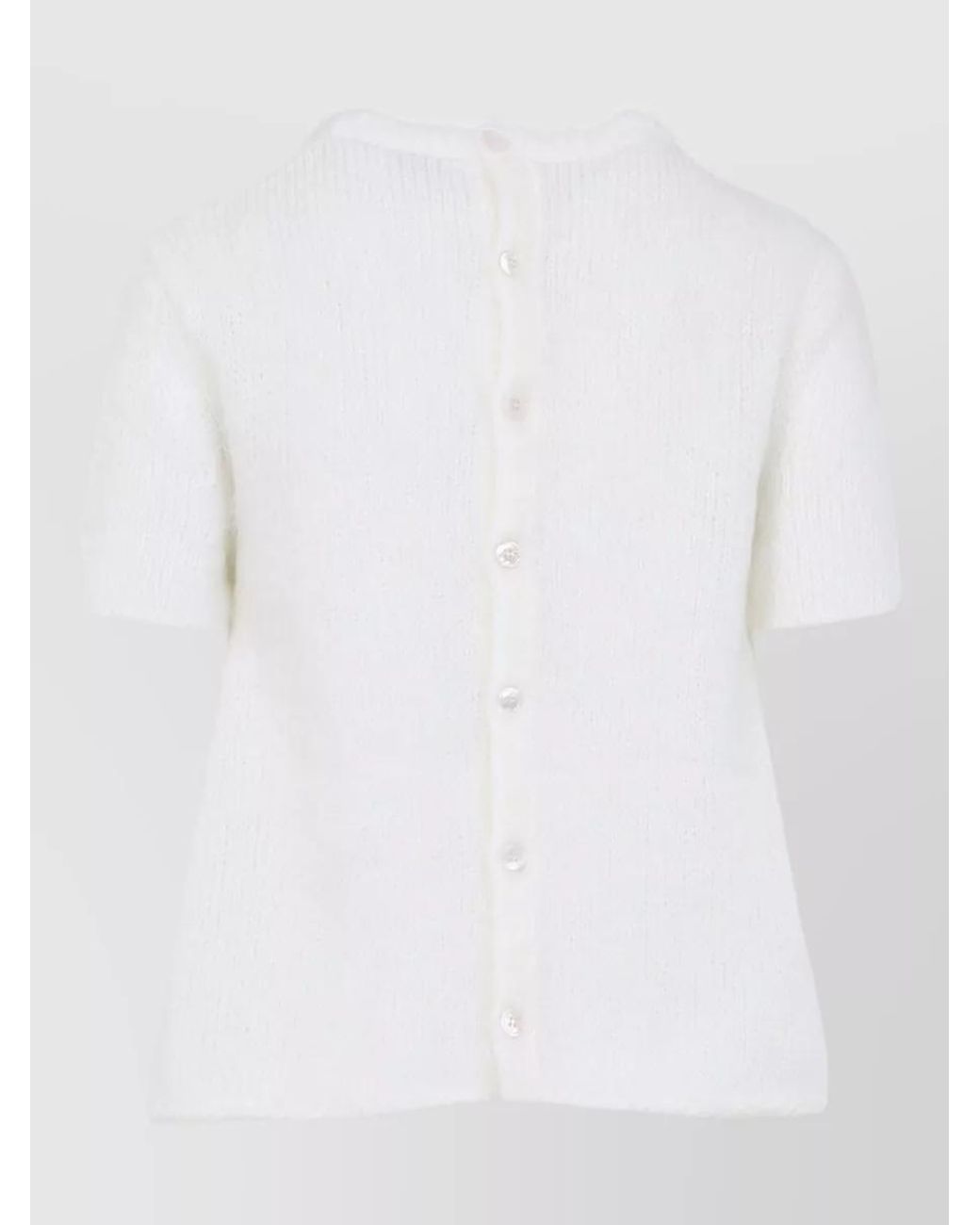 Loewe White Mohair Short Sleeve Sweater