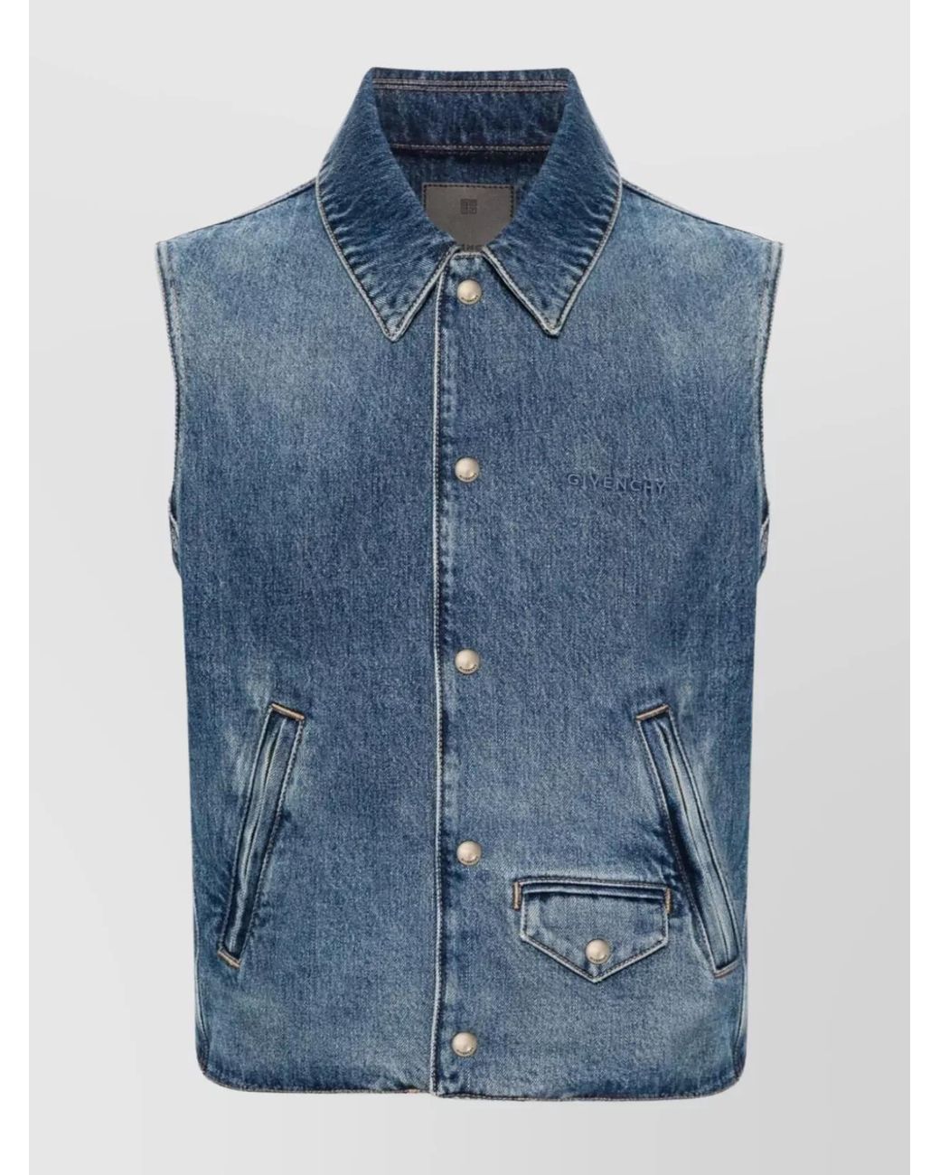 Givenchy Blue Denim Sleeveless Jacket for men