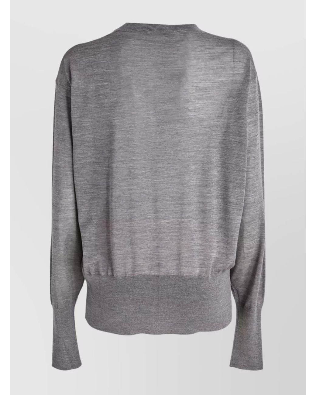 Stella McCartney Gray Merino Wool Ribbed Mock Neck Cutout Long Sleeve Sweater
