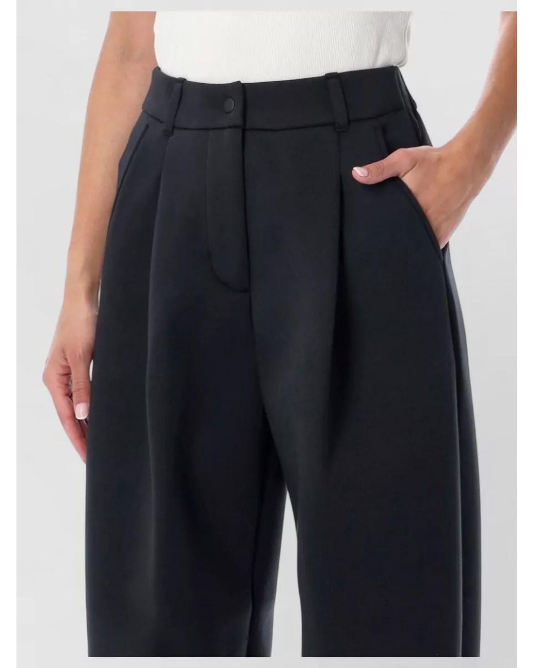 Nike Blue Fleece Mid-Rise Pleated Wide-Leg Trousers