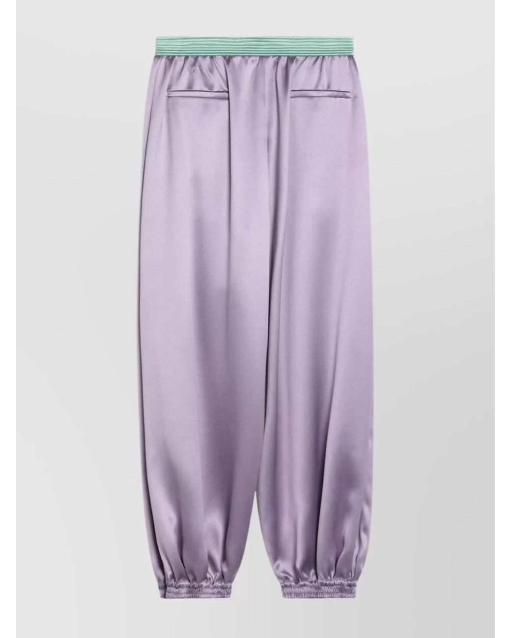 Valentino Purple Silk Wide-Leg Track Pants