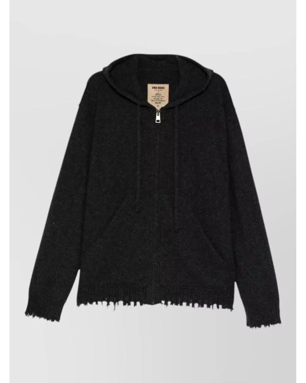 Uma Wang Black Cashmere Hooded Jacket for men