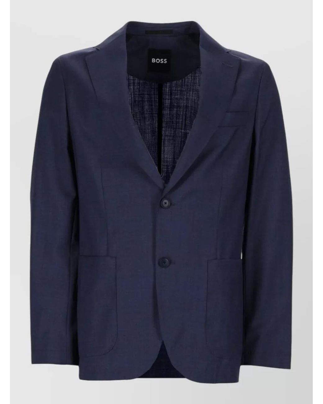Boss Blue Virgin Wool Suit Jacket for men