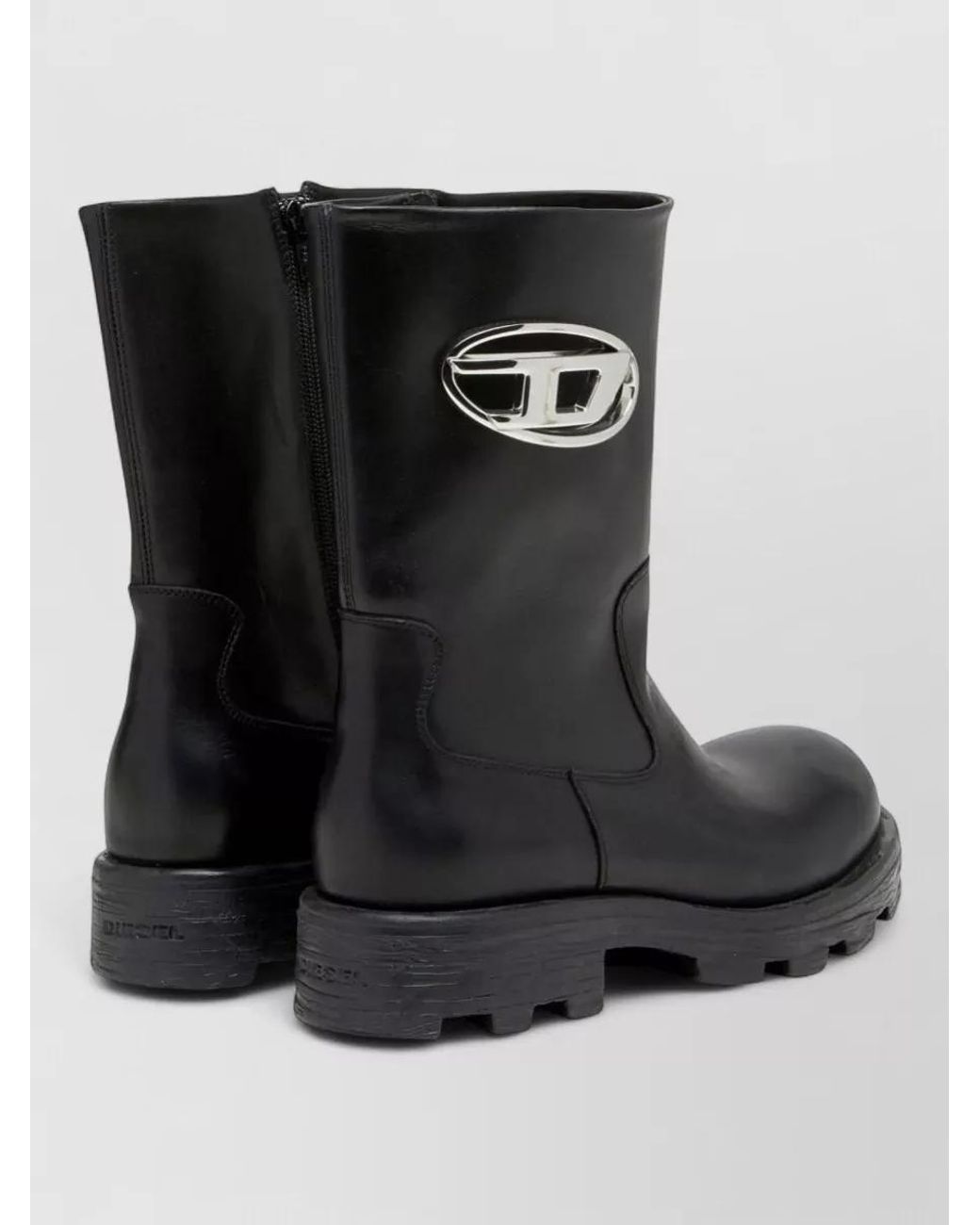 DIESEL Black Leather Ankle Boots